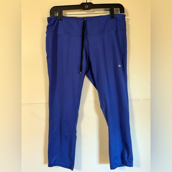 Women’s Nike Dri Fit Running Capri Leggings Size L Indigo - Picture 1 of 16